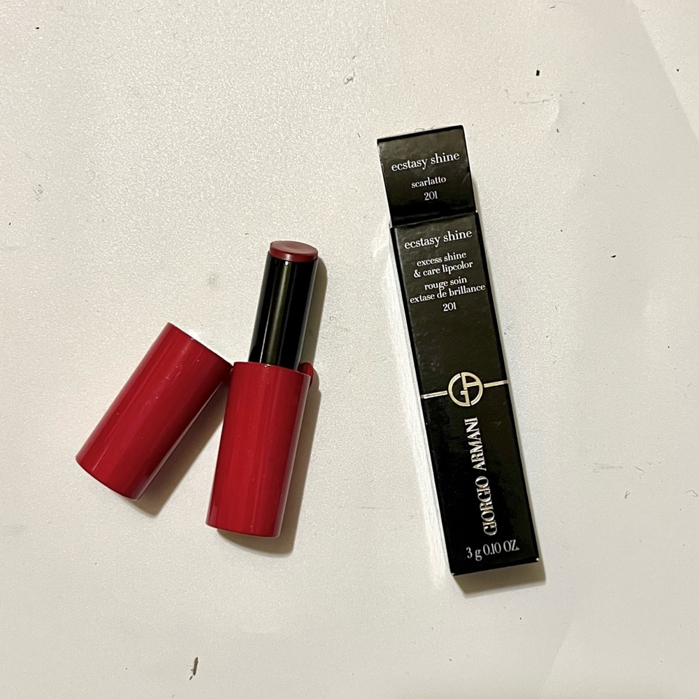 GIORGIO ARMANI ECSTACY SHINE EXCESS SHINE & CARE LIPCOLOR ~ 201  Scarlatto ~NIB